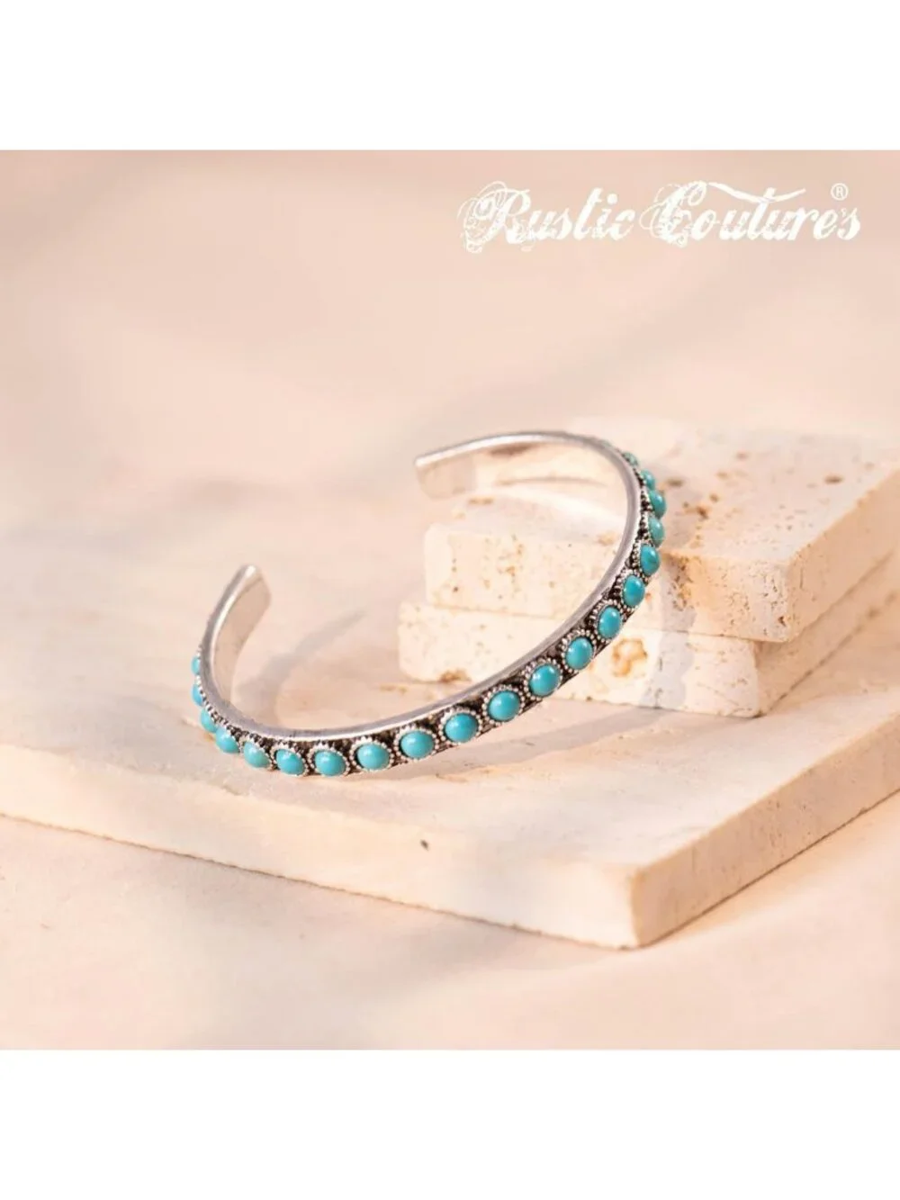 Bohemian Turquoise Cuff Bangle Bracelet for Women - Rustic Cowgirl Style Jewelry